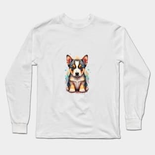 Cute little puppy dog digital painting Long Sleeve T-Shirt